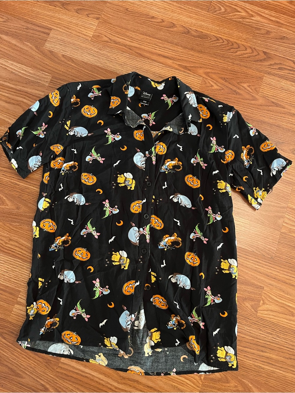 Ladies Disney Winnie the Poo Halloween woven button up shirt from Her Universe